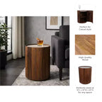 Table d'appoint décorative en bois nervuré avec plateau en marbre et rangement - Petite table d'appoint pour la décoration de la chambre ou du salon