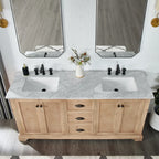 Meuble sous-vasque Hervas avec plateau en marbre naturel, sans miroir