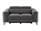 Canapé 2 places électrique Meublori en cuir gris anthracite