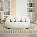 Fauteuil de salon en chenille blanc 63,78 cm avec rembourrage en mousse haute densité