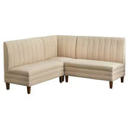 Lifestorey Ensemble de salle à manger 4 pièces Kerrington avec banquette à dossier cannelé Noyer/Crème : Tissu aspect lin, Table sur pied central