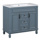 Meuble-lavabo de salle de bain moderne de 91 cm avec lavabo et armoire de toilette, 2 portes et 2 tiroirs