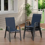 Chaises de patio, Lot de 4/6 chaises de salle à manger empilables d'extérieur en textilène léger résistant aux intempéries avec accoudoirs pour jardin, terrasse de piscine