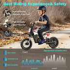 Moto tout-terrain électrique pour enfants ECOLEAP K1, 36V, rapide (25 km/h), autonomie de 22 km, moteur de pointe 700W, 3 modes de vitesse, pneus tout-terrain de 12 pouces, homologuée UL, pour les 3-10 ans.