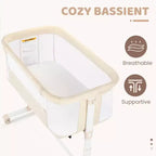 Berceau à roulettes – Beige / Gris / Rose, cododo, pour 1 bébé