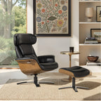 Jovan 31.5 Fauteuil inclinable en cuir véritable avec ottoman