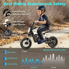 Moto tout-terrain électrique pour enfants ECOLEAP K1, 36V, rapide (25 km/h), autonomie de 22 km, moteur de pointe 700W, 3 modes de vitesse, pneus tout-terrain de 12 pouces, homologuée UL, pour les 3-10 ans.