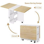 Table à manger pliante pour cuisine, table à manger peu encombrante, table de cuisine à rallonges avec 6 roulettes pour petits espaces