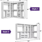 Besiost Lot de 3 dressings d'angle avec étagères et tiroirs, organisateur de placard autoportant avec tringles à vêtements