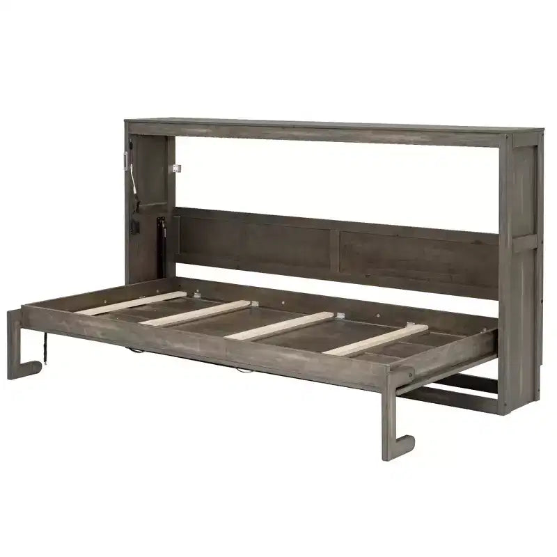 Lit escamotable double avec éclairage LED, peut être plié en armoire, armoire-lit murale dissimulée pour chambre d'amis