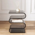 Table d'appoint contemporaine en acrylique en forme de S avec rangement