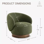 Fauteuil d'appoint pivotant Spruce&Spring en tissu avec base en bois