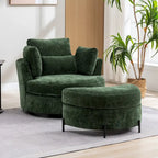 Fauteuil d'appoint pivotant rembourré 42,3 W avec 4 oreillers et pouf de rangement demi-lune