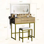 Coiffeuse avec miroir et lumières, miroir lumineux à LED, tiroirs de rangement spacieux pour produits cosmétiques et articles de toilette