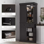 Garde-manger de cuisine de 71 po avec lumières DEL, 6 tablettes de porte, un tiroir et 4 tablettes réglables