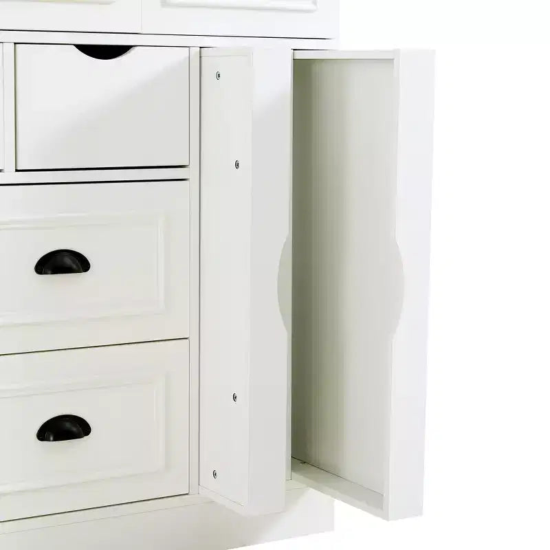 Garde-manger de cuisine autoportant Whisen de 180 cm de haut, grand buffet de salle à manger avec 4 portes pliantes, étagères, porte-bouteilles