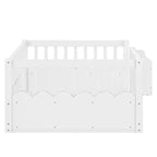 Lit d'enfant Bellemave avec clôture rehaussée et étagère, cadre de lit Montessori double en bois pour filles et garçons