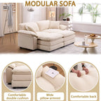 Canapé 2 places avec 2 coussins de siège, 2 oreillers et 2 poufs, canapé confortable - Canapé profond de salon, canapé modulable