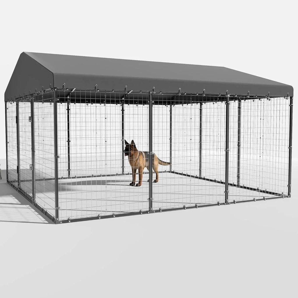 Grande niche extérieure pour chien L 118 x P 118 x H 70, enclos pour chien robuste avec toit étanche