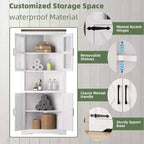 Meuble d'angle haut de 175 cm, Meuble de rangement d'angle style ferme, Rangement peu encombrant, Porte vitrée, Étagères réglables, pour Salon, Cuisine