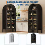 Meuble de rangement, Noir/Blanc, Style Arqué, Simple, 71 po de hauteur avec lumières DEL et portes vitrées