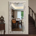 Miroir pleine longueur mural rectangulaire en bois massif marron 71x31 pouces, d'occasion, sans support de fixation