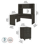 Bureau d'angle Echo avec huche et tiroirs