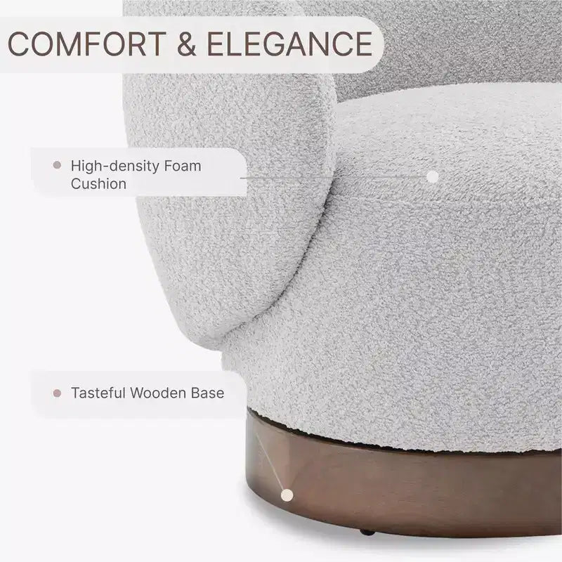 Fauteuil d'appoint pivotant Spruce&Spring en tissu avec base en bois