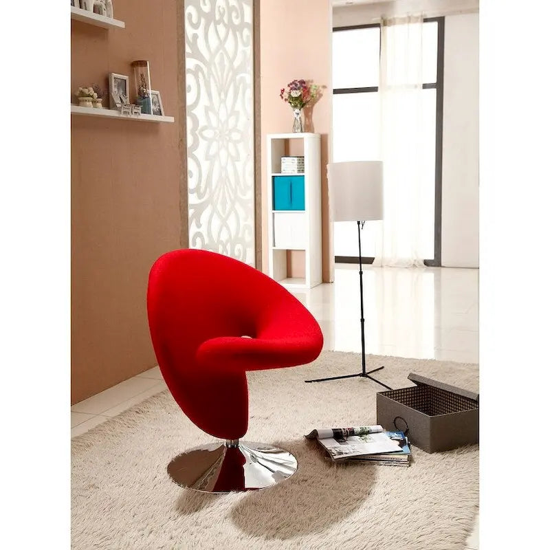 Fauteuil pivotant en mélange de laine et chrome Curl de Manhattan Comfort (lot de 2)