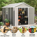 Abri de jardin en résine toutes saisons avec plancher, 1,8 m x 1,2 m/1,8 m x 2,4 m/2,4 m x 1,8 m/2,4 m x 3 m, Spire Tool Shed