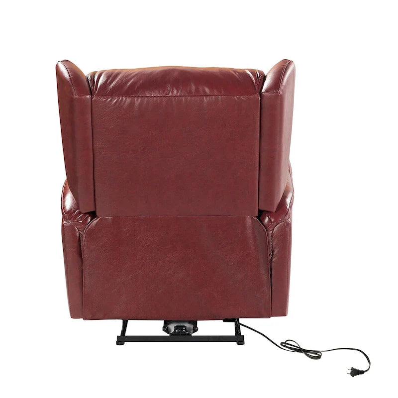 Fauteuil inclinable électrique en cuir véritable avec port USB – Ensemble de 2 fauteuils à oreilles cloutés