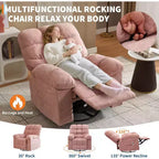 Fauteuil de massage inclinable et chauffant – Fauteuil à bascule pivotant à 360°, canapé simple surdimensionné avec vibration, port USB et poches de rangement pour salon/chambre