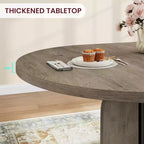 Table à manger ronde extensible 47-63 pour 4-8 personnes, table de cuisine extensible en bois de style ferme avec cadre métallique, ovale peu encombrante pour appartement, gris rétro