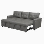 Canapé d'angle réversible convertible avec lit gigogne, méridienne de rangement et pieds durables