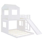 Lit superposé en bois Luxystar avec maisonnette, toboggan et barrières de sécurité, double sur grand lit