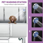 Baignoire de toilettage pour animaux de compagnie de 50 pouces de largeur en acier inoxydable avec rampe d'accès
