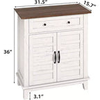 Armoire de rangement rustique 80 cm, avec portes à lattes, 3 niveaux réglables, casier à double porte, pour cuisine, salle à manger et bureau à domicile