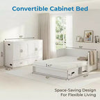 Lit escamotable convertible Queen Size Mjkone avec matelas, chargement USB, tiroirs de rangement