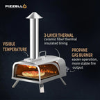 Four à Pizza Extérieur Multi-Combustibles avec Brûleur à Gaz et Boîte à Bois - 12 pouces