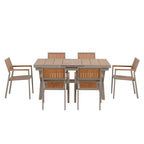 Ensemble de salle à manger d'extérieur extensible 7 pièces avec table extensible et 6 fauteuils