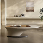 Table Basse Ovale en Verre Moderne Minimaliste Luxe Léger avec Base Grise 130 cm - L 130 cm x l 65 cm x H 36,5 cm