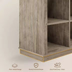 Étagère de rangement à 8 cubes, bibliothèque horizontale de style ferme, bibliothèque de rangement en bois de 157 cm pour entrée, étagères basses et longues pour salon