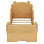 Lit au sol en forme d'ours Okak pour les 3-6 ans, cadre de lit pour tout-petits avec barrière de sécurité, lit pour enfants en forme d'animal mignon