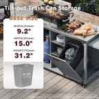 Îlot de cuisine d'extérieur FAMYYT de 198,9 cm avec comptoir en acier inoxydable, station de barbecue pliable et armoires de rangement, Bleu Gris