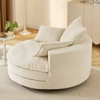 Fauteuil d'appoint pivotant à 360°, Fauteuil pivotant rond en forme de baril avec coussin pour salon