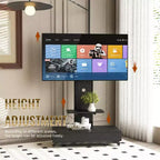 Meuble TV pour téléviseurs de 32 à 75 pouces, Chariot TV mobile à hauteur réglable avec tiroir et roulettes pour salon, chambre, bureaux -ModernLuxe