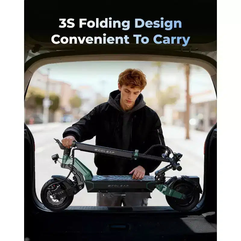 Trottinette électrique ECOLEAP L7 pour adultes, moteur de crête de 1500W, 45 km/h, autonomie de 80 km, double suspension, freins à disque avant et arrière, UL