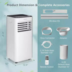 Climatiseur portable 3-en-1 Costway 8000 BTU avec ventilateur, déshumidificateur et mode veille