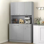71 Armoire de cuisine, armoire de rangement haute avec support pour micro-ondes, buffet de cuisine moderne, 3 étagères réglables pour salon, salle à manger