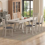 Chaises de salle à manger en bois massif VECELO avec assise en tissu de lin, ensemble de 2/4/6 chaises de salle à manger